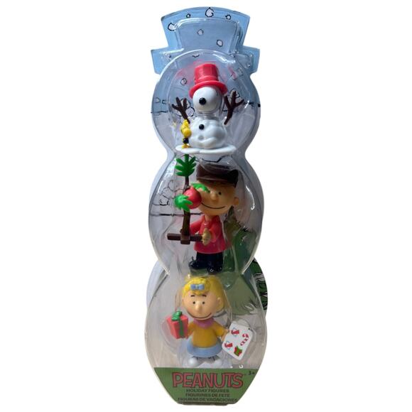PEANUTS 3 Holiday Figures SNOOPY CHARLIE BROWN & SALLY Christmas Figurines NIB - Picture 1 of 9